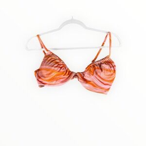 Shade & Shore Women Orange Pink Marble Swirl Underwire Bikini Top 34C